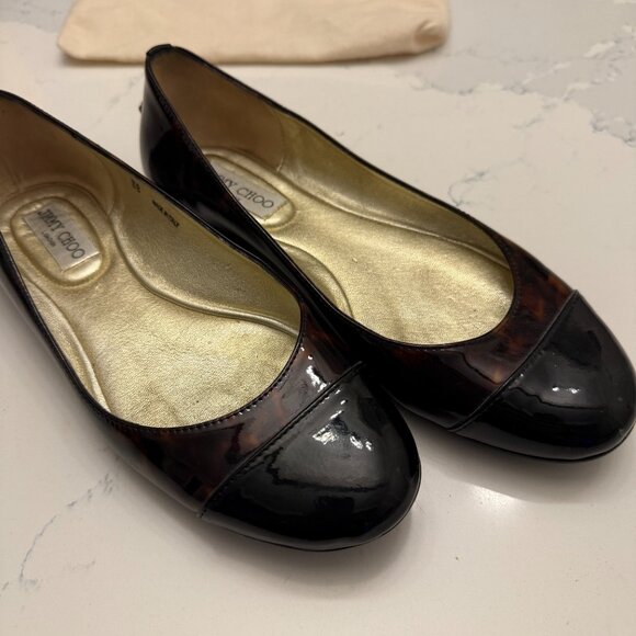 Jimmy Choo Tortoise Shell Flats Size 38 - Picture 10 of 10